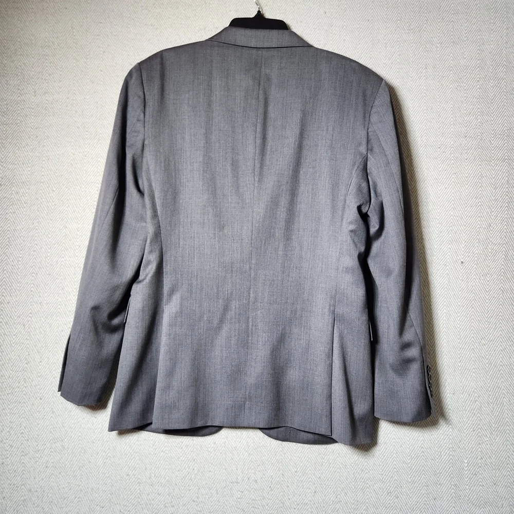 Egara Peak Lapel Slim Fit 100% Wool 2 Piece Mens 44R Gray Suit 33x30